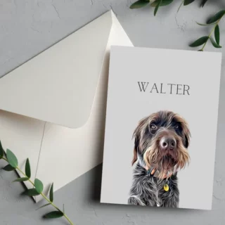 Personalized greeting card featuring a pet portrait of 'Walter', perfect for special occasions